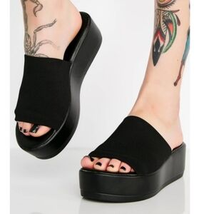 Bebe Y2K Vintage Black Platform Slide Sandals